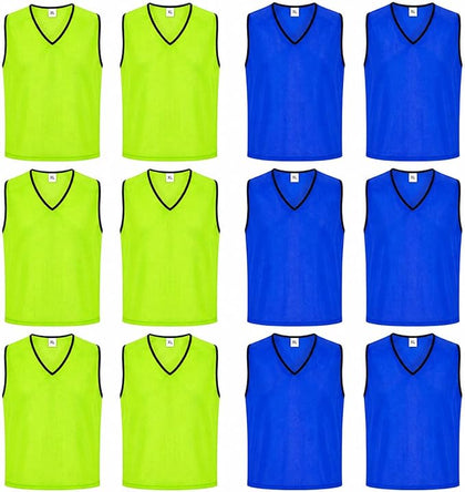 GSI Mesh Sports Pinnies Blue + Yellow | Two Team Scrimmage Vests | 12 Pack