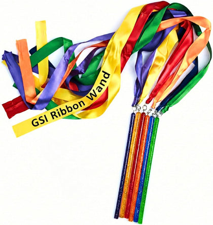 GSI Ribbon Wands for Kids | Sparkling Dance Ribbon Streamers | 6 & 12 Packs