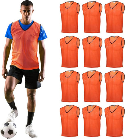 GSI Mesh Sports Pinnies Orange | Breathable Scrimmage Vests | 6 & 12 Packs