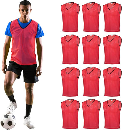 GSI Mesh Sports Pinnies Red | Breathable Scrimmage Vests | 6 & 12 Packs