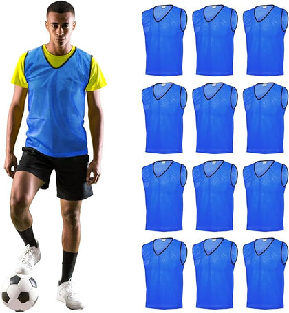 GSI Mesh Sports Pinnies Blue | Breathable Scrimmage Vests | 6 & 12 Packs