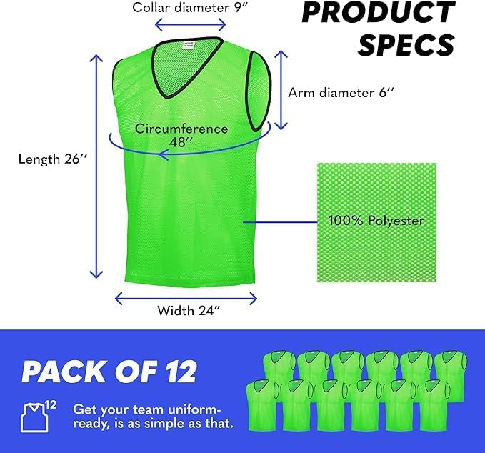 GSI green mesh scrimmage pinnies for soccer and basketball