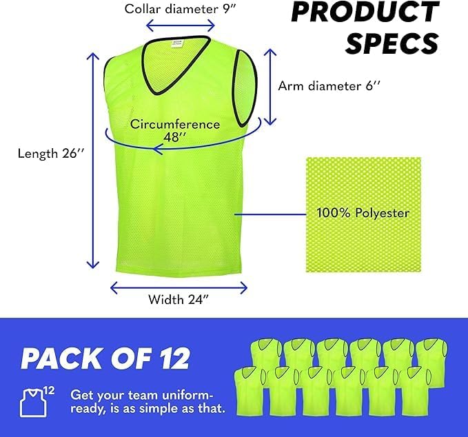 GSI yellow mesh scrimmage pinnies for soccer and basketball
