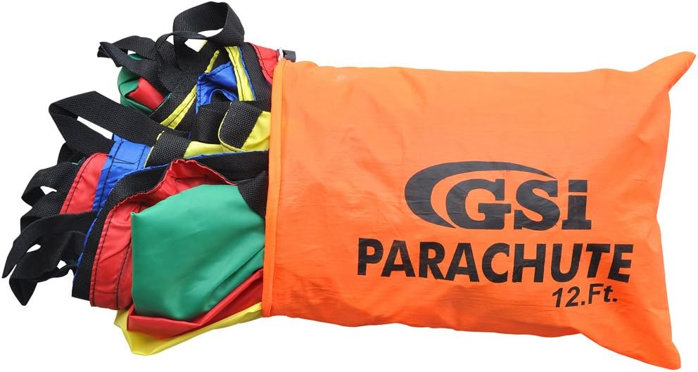 GSI 12 foot rainbow kids play parachute with 12 handles