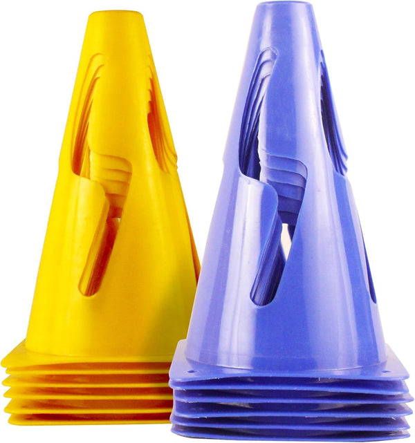 GSI Hurdle Training Cones | Dual Purpose Agility Cones with Holes for Poles | Jumbo & 9 Inch Packs