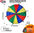 GSI Kids Play Parachute 6 Feet | Rainbow Parachute with 6 Handles & Carry Bag