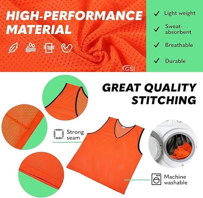 GSI yellow and orange two team pinnies 12 pack