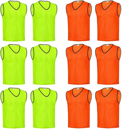 GSI Mesh Sports Pinnies Yellow + Orange | Two Team Scrimmage Vests | 12 Pack