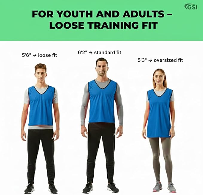 GSI blue mesh scrimmage pinnies for soccer and basketball