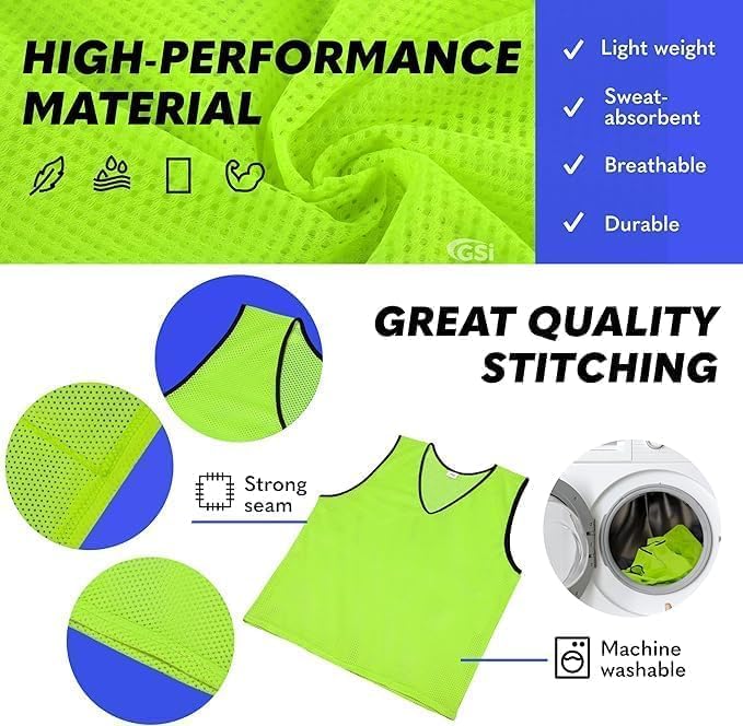 GSI blue and yellow two team pinnies 12 pack