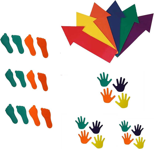 GSI Hand Feet Arrow Spot Markers Combo | Non-Slip Floor Markers for Obstacle Courses