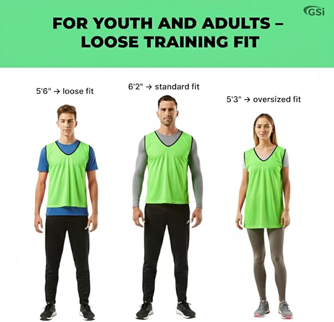 GSI green mesh scrimmage pinnies for soccer and basketball