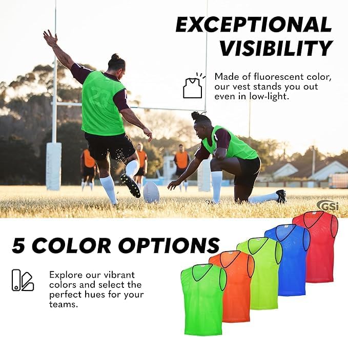 GSI green mesh scrimmage pinnies for soccer and basketball
