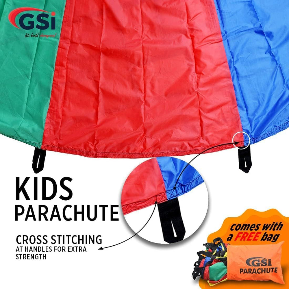 GSI 16 foot rainbow kids play parachute with 16 handles