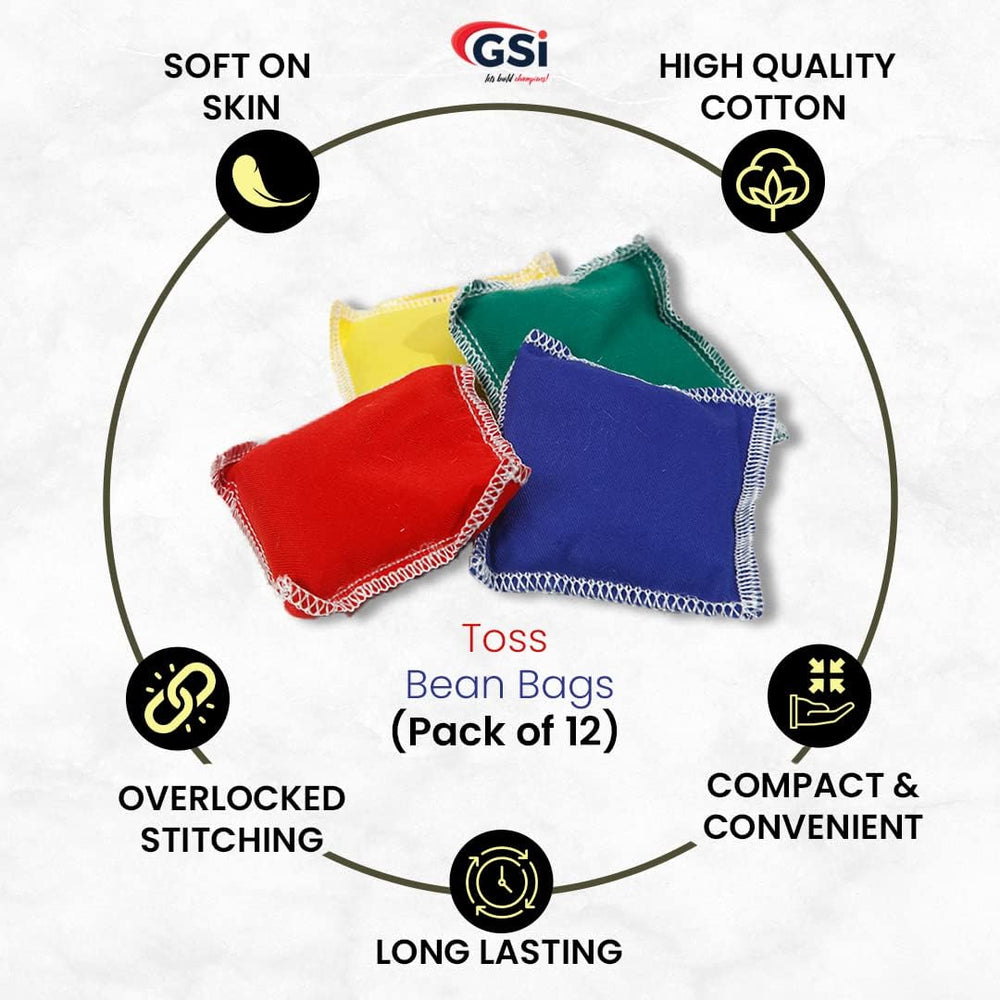 GSI Mini Bean Bags Cotton | 12 Pack Toss Game Bean Bags for Kids | 4 Colors