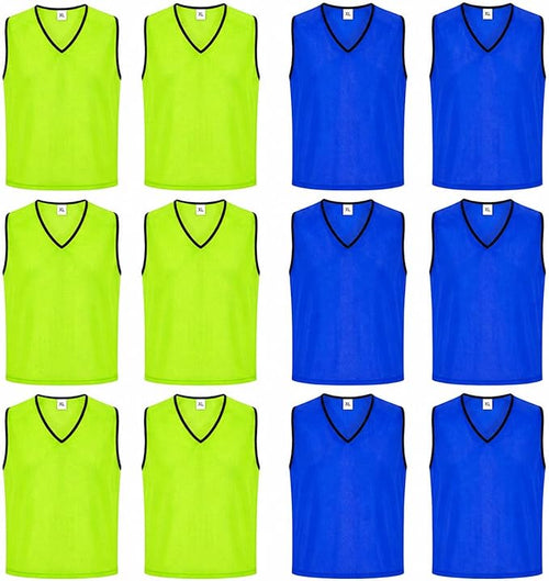 GSI Mesh Sports Pinnies Blue + Yellow | Two Team Scrimmage Vests | 12 Pack
