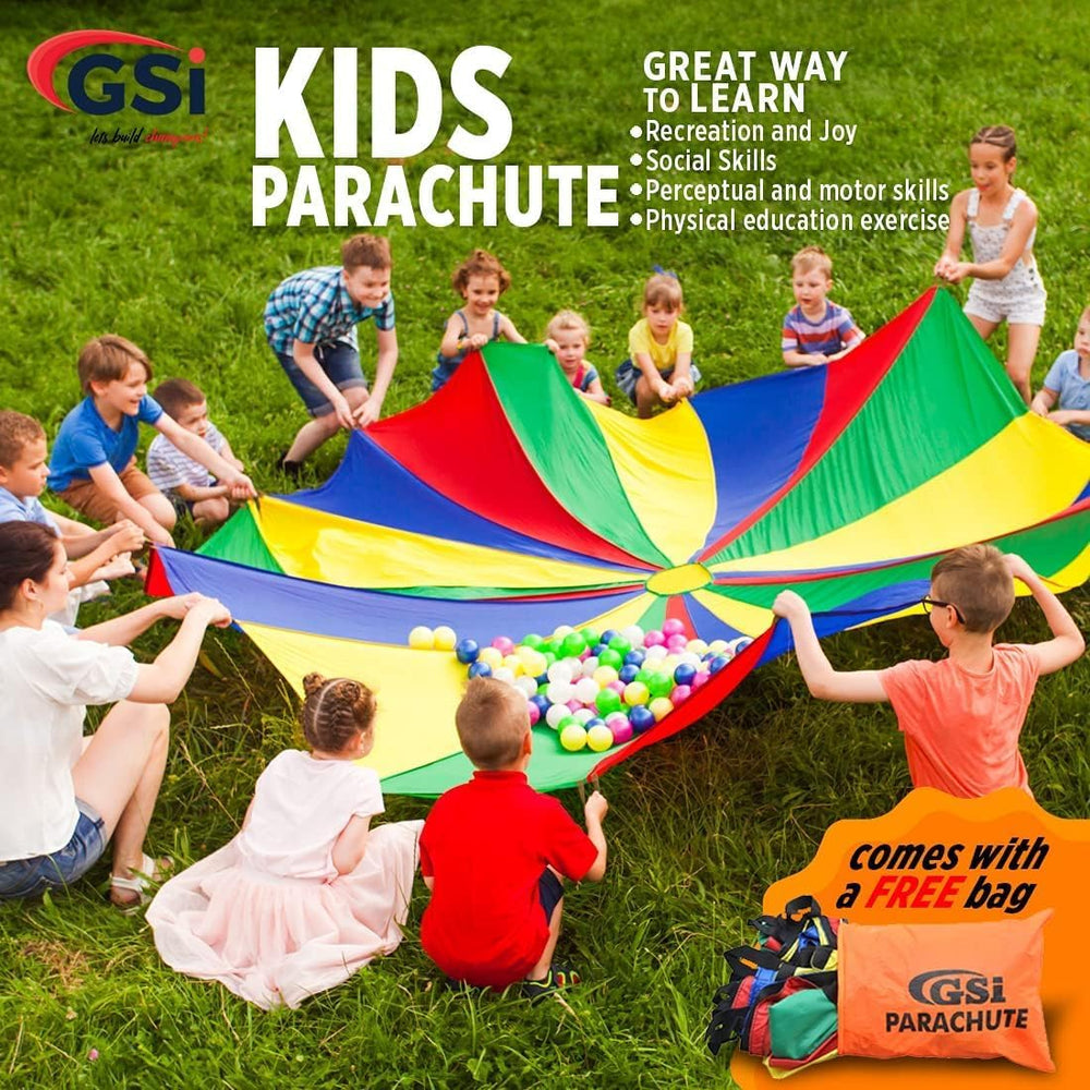GSI 20 foot rainbow kids play parachute with 20 handles