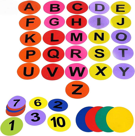 GSI Round Alphabet Number Spot Markers Combo | 26 Piece Classroom Floor Marker Set