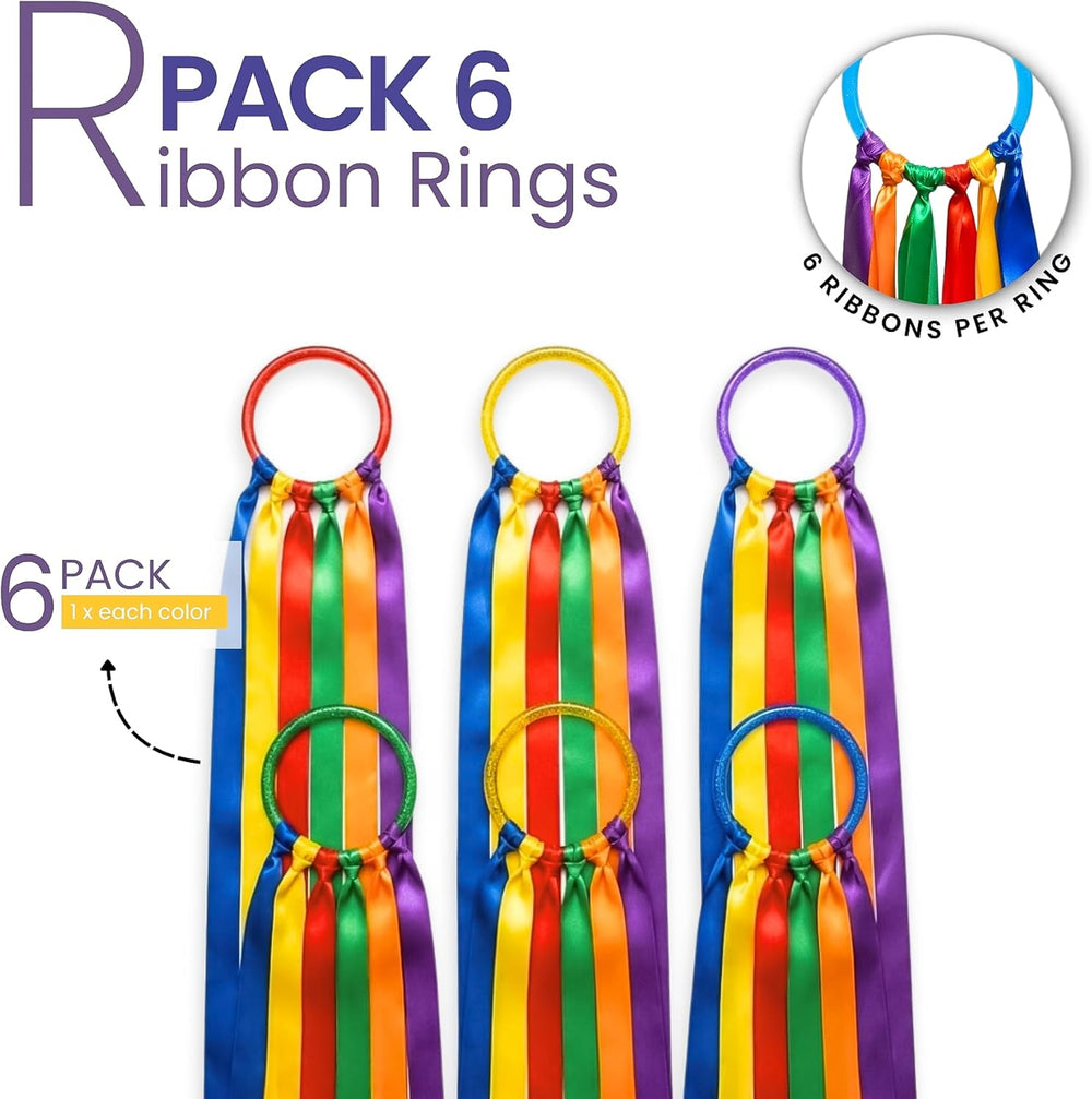 GSI Ribbon Rings for Toddlers | Dance Ribbon Streamers with Easy-Grip Ring | 6 & 12 Packs