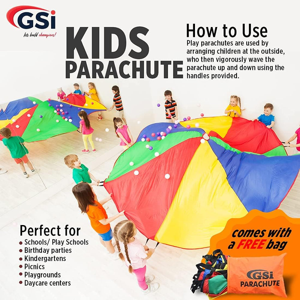 GSI 30 foot rainbow kids play parachute with 30 handles