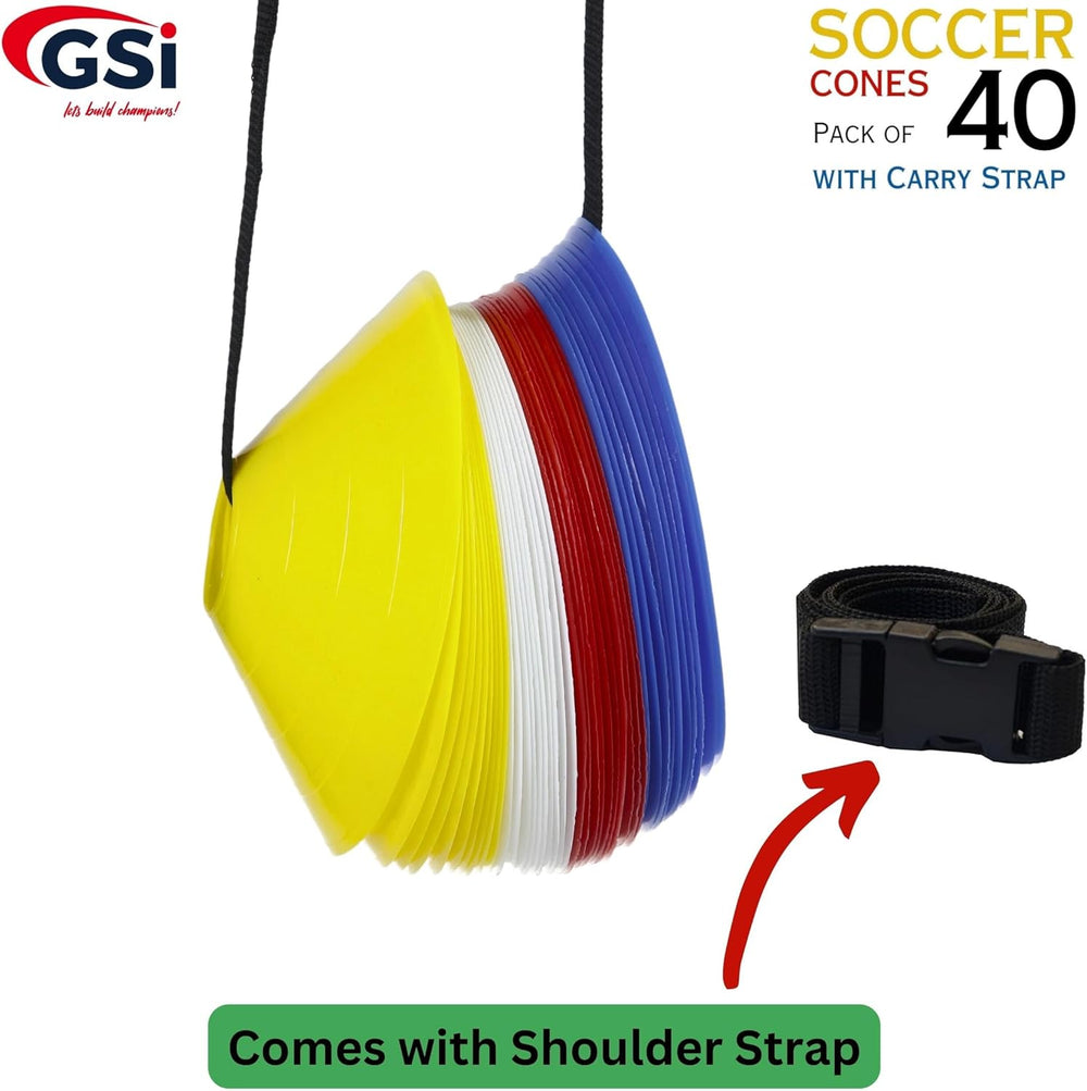 GSI regular 7 inch saucer soccer cones 40 pack with carry strap