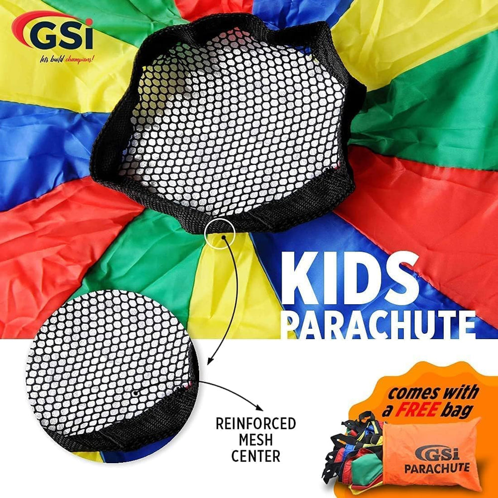 GSI 16 foot rainbow kids play parachute with 16 handles