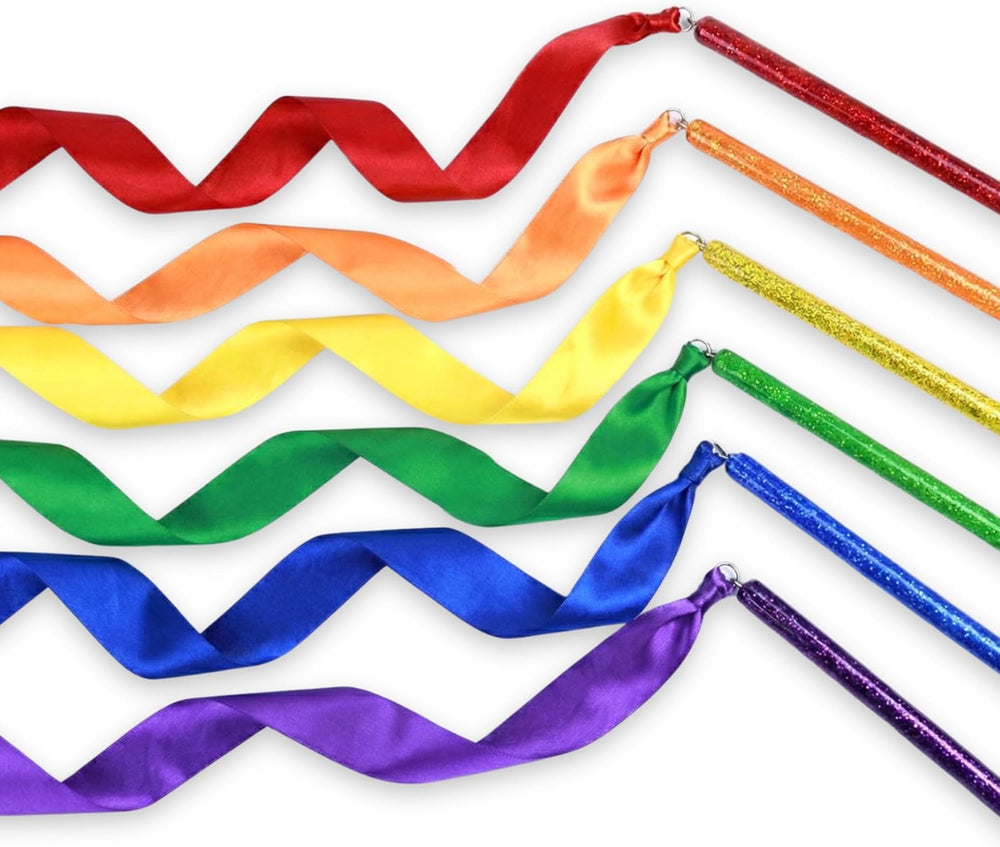 GSI Ribbon Wands for Kids | Sparkling Dance Ribbon Streamers | 6 & 12 Packs