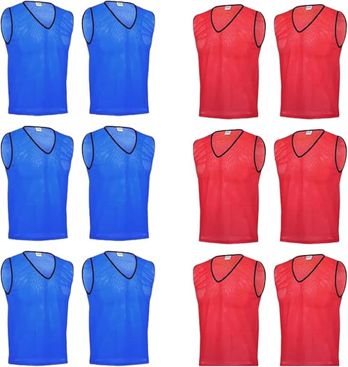 GSI Mesh Sports Pinnies Red + Blue | Two Team Scrimmage Vests | 12 Pack