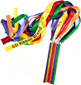 GSI rainbow dance ribbon wands for kids, sparkling streamers for gymnastics and PE, 6 and 12 packs