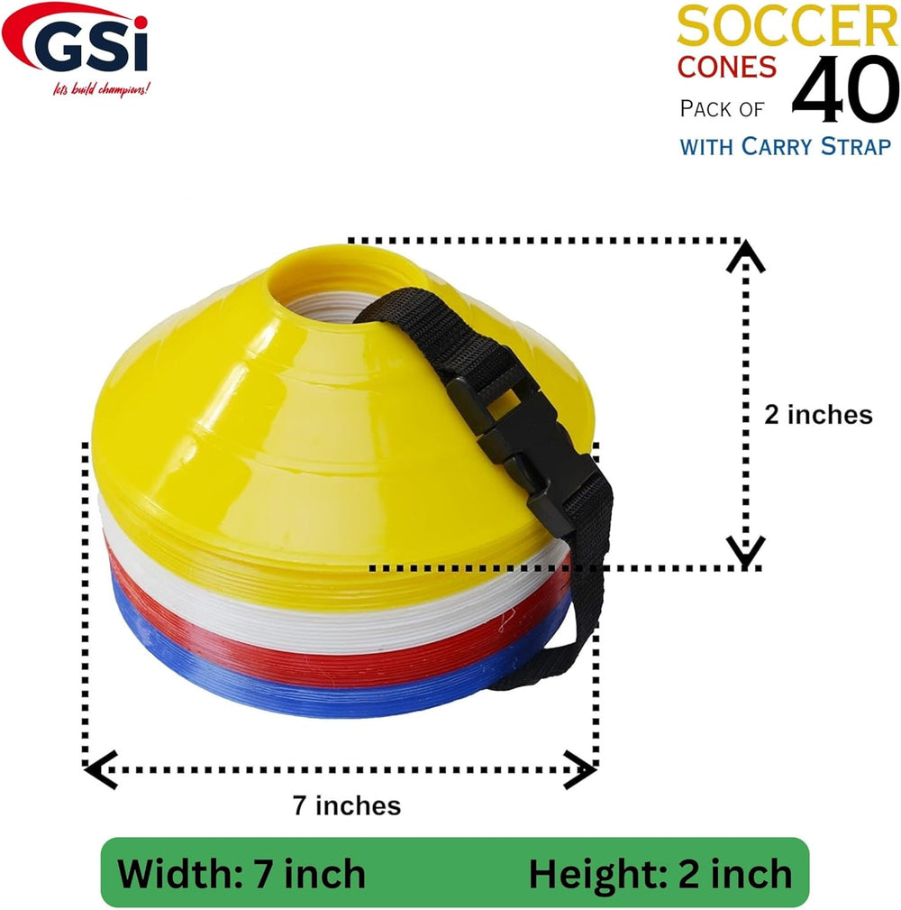 GSI regular 7 inch saucer soccer cones 40 pack with carry strap