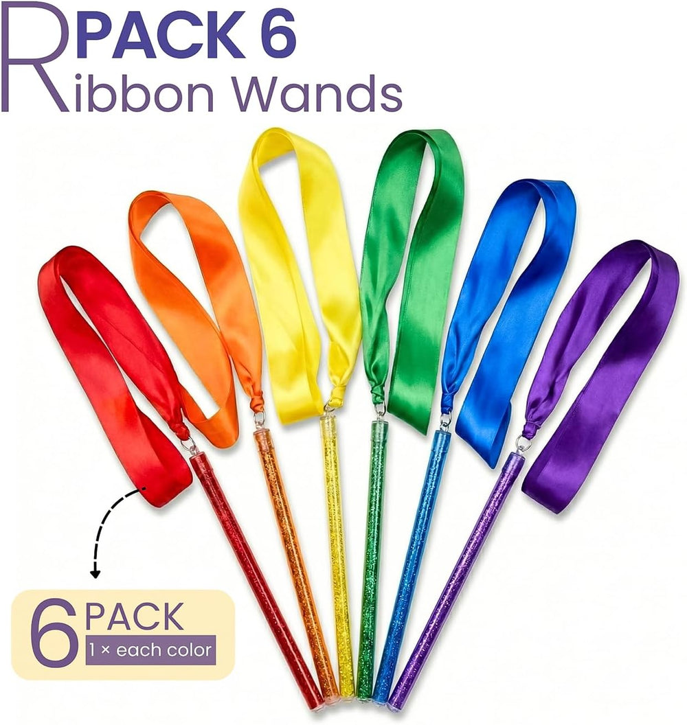 GSI Ribbon Wands for Kids | Sparkling Dance Ribbon Streamers | 6 & 12 Packs