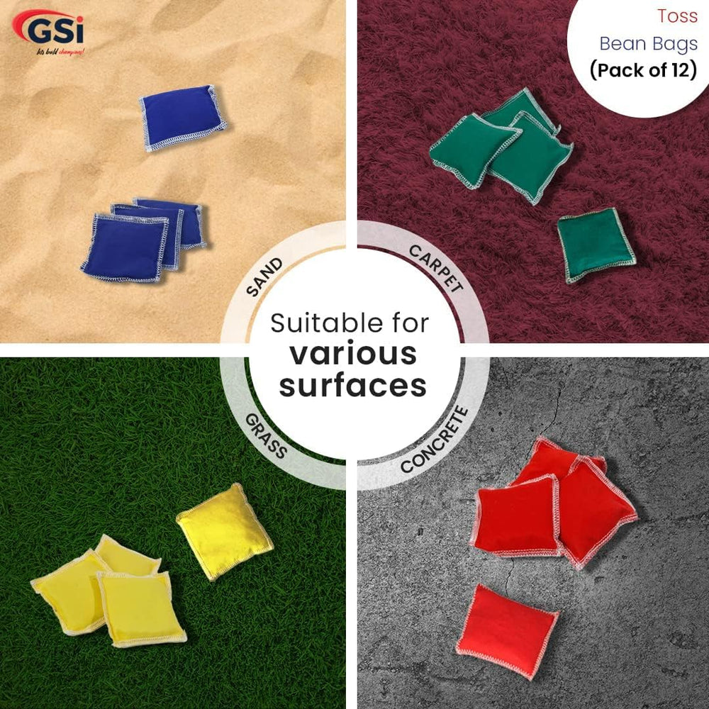 GSI Mini Bean Bags Cotton | 12 Pack Toss Game Bean Bags for Kids | 4 Colors