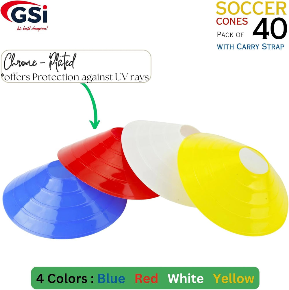 GSI regular 7 inch saucer soccer cones 40 pack with carry strap