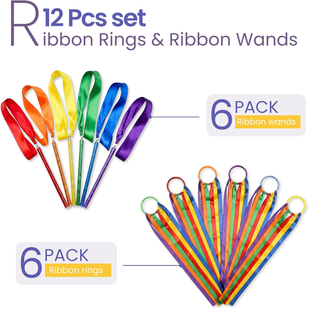 GSI Ribbon Wands & Rings Combo Pack | Dance Streamers for Mixed Age Groups
