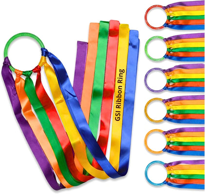 GSI Ribbon Rings for Toddlers | Dance Ribbon Streamers with Easy-Grip Ring | 6 & 12 Packs