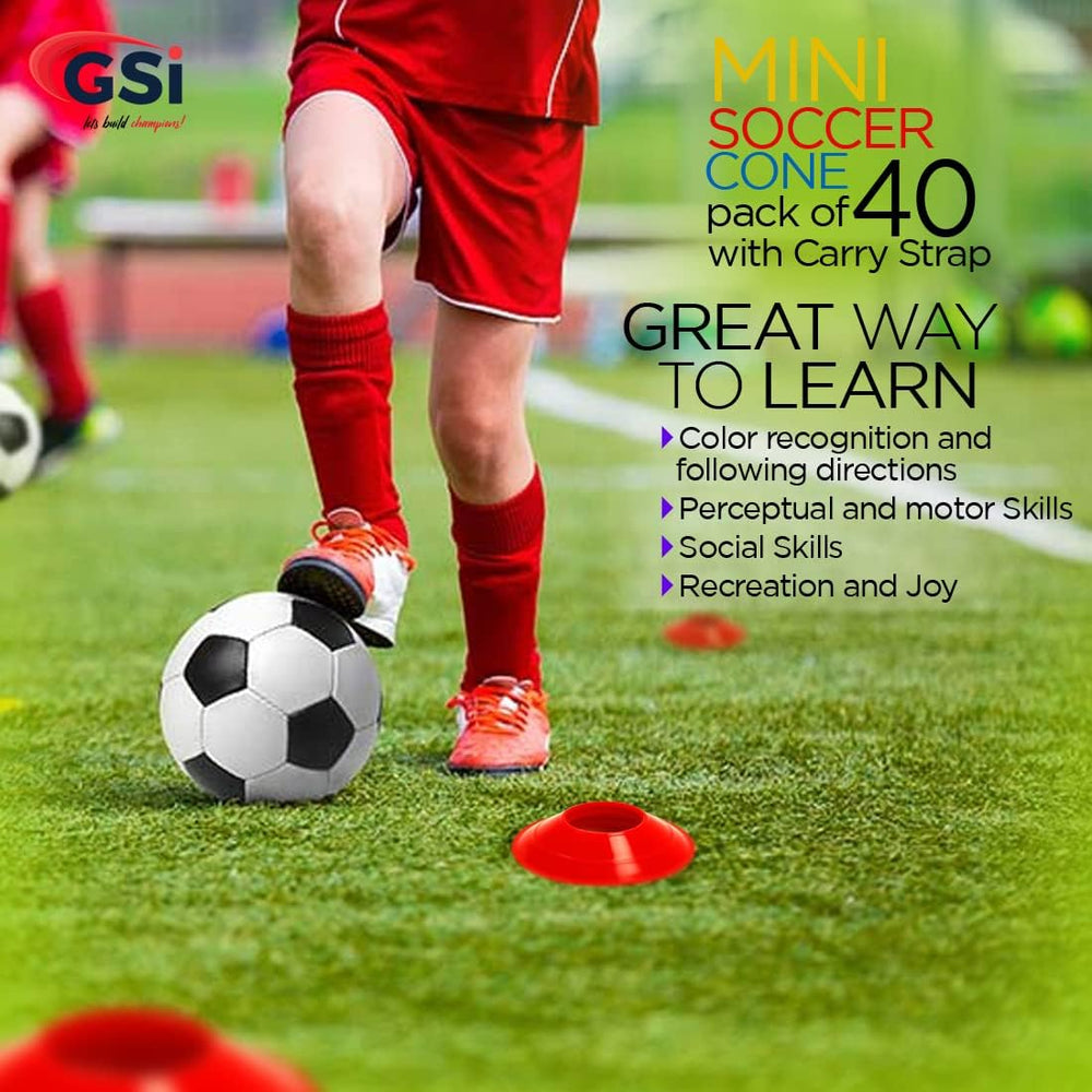 GSI mini soccer cones stacked with carry strap