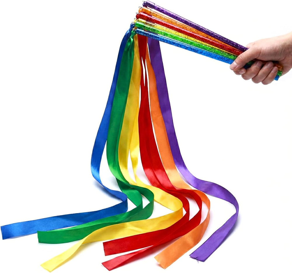 GSI Ribbon Wands for Kids | Sparkling Dance Ribbon Streamers | 6 & 12 Packs