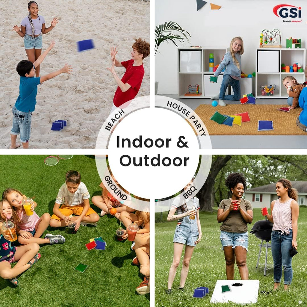 GSI Mini Bean Bags Cotton | 12 Pack Toss Game Bean Bags for Kids | 4 Colors