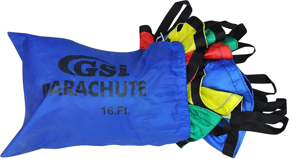 GSI 6 foot rainbow kids play parachute with 6 handles