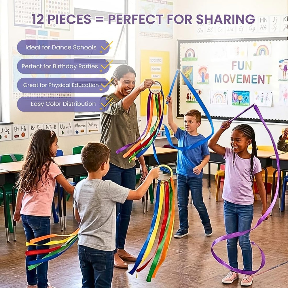 GSI Ribbon Wands & Rings Combo Pack | Dance Streamers for Mixed Age Groups