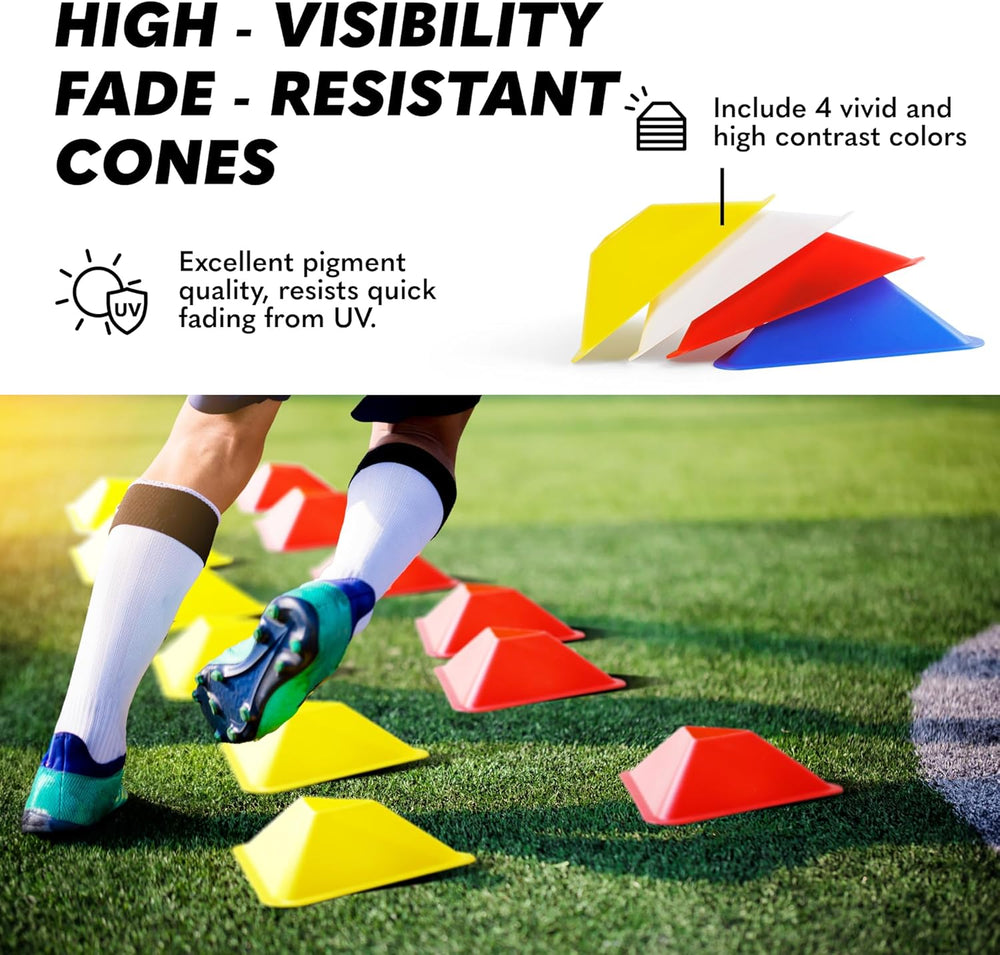 GSI triangle soccer cones 40 pack, high visibility agility cones
