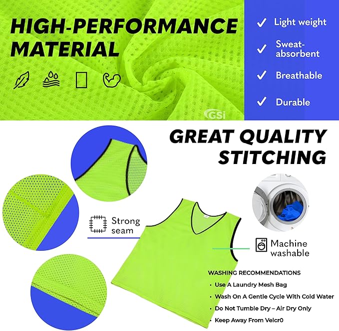GSI yellow mesh scrimmage pinnies for soccer and basketball