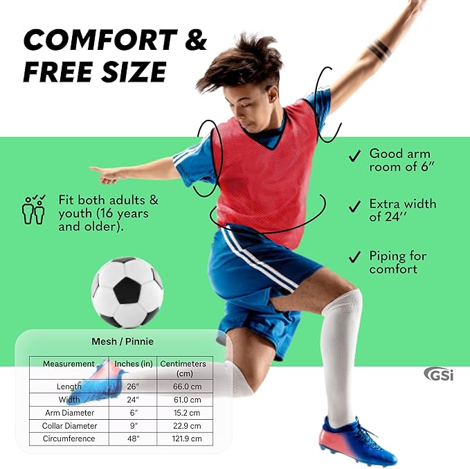 GSI red mesh scrimmage pinnies for soccer and basketball