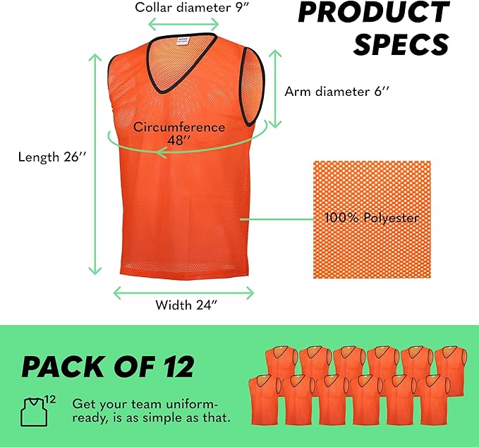 GSI orange mesh scrimmage pinnies for soccer and basketball