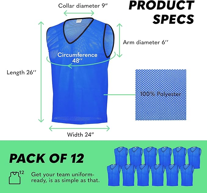GSI blue mesh scrimmage pinnies for soccer and basketball