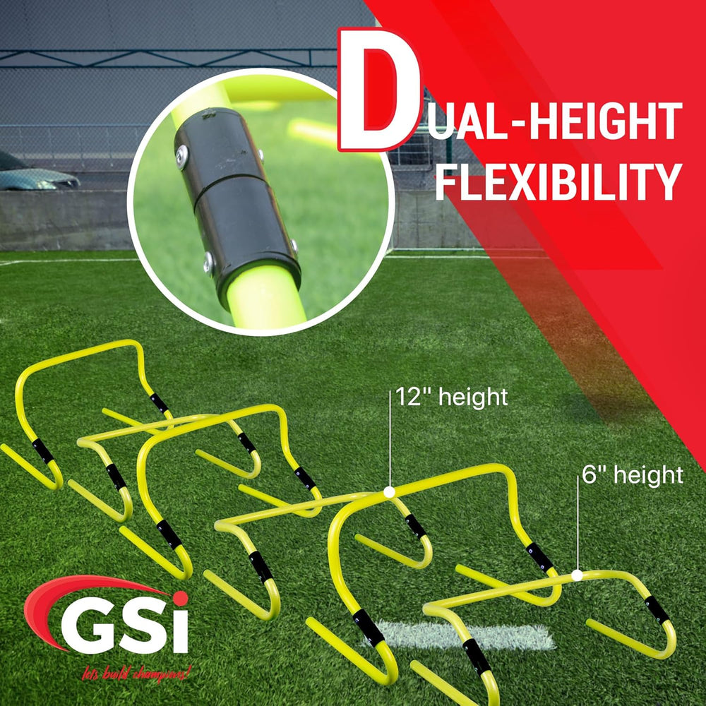 GSI Dual Height Agility Hurdles 6 & 12 Inch | Adjustable Speed Hurdles | 6 Pack