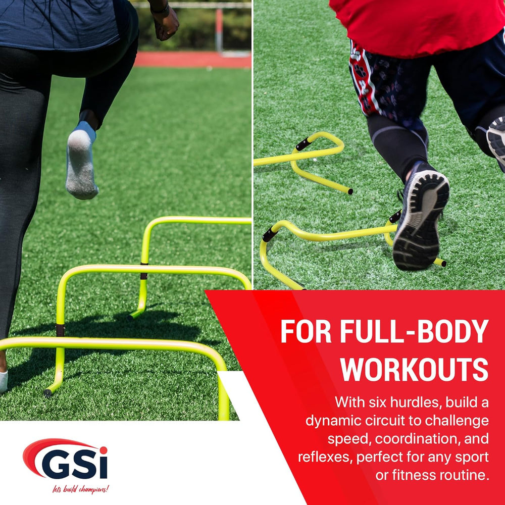 GSI Dual Height Agility Hurdles 6 & 12 Inch | Adjustable Speed Hurdles | 6 Pack