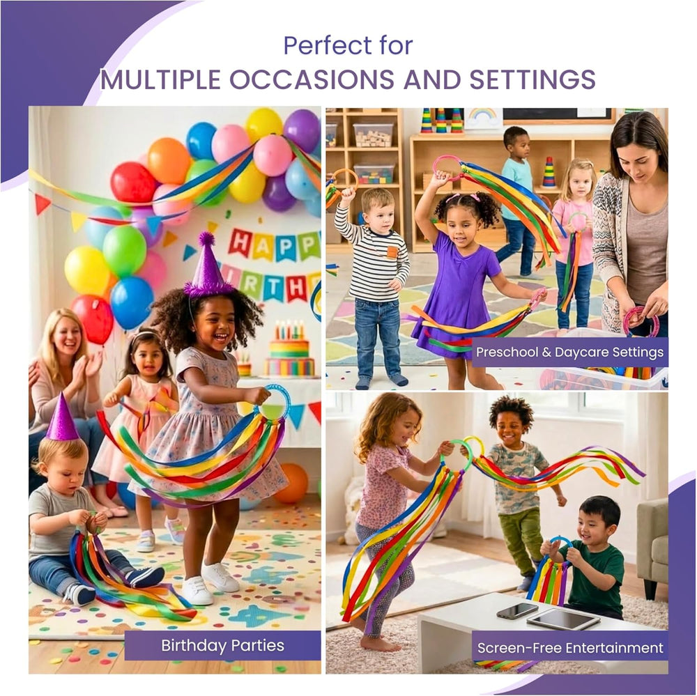 GSI Ribbon Rings for Toddlers | Dance Ribbon Streamers with Easy-Grip Ring | 6 & 12 Packs