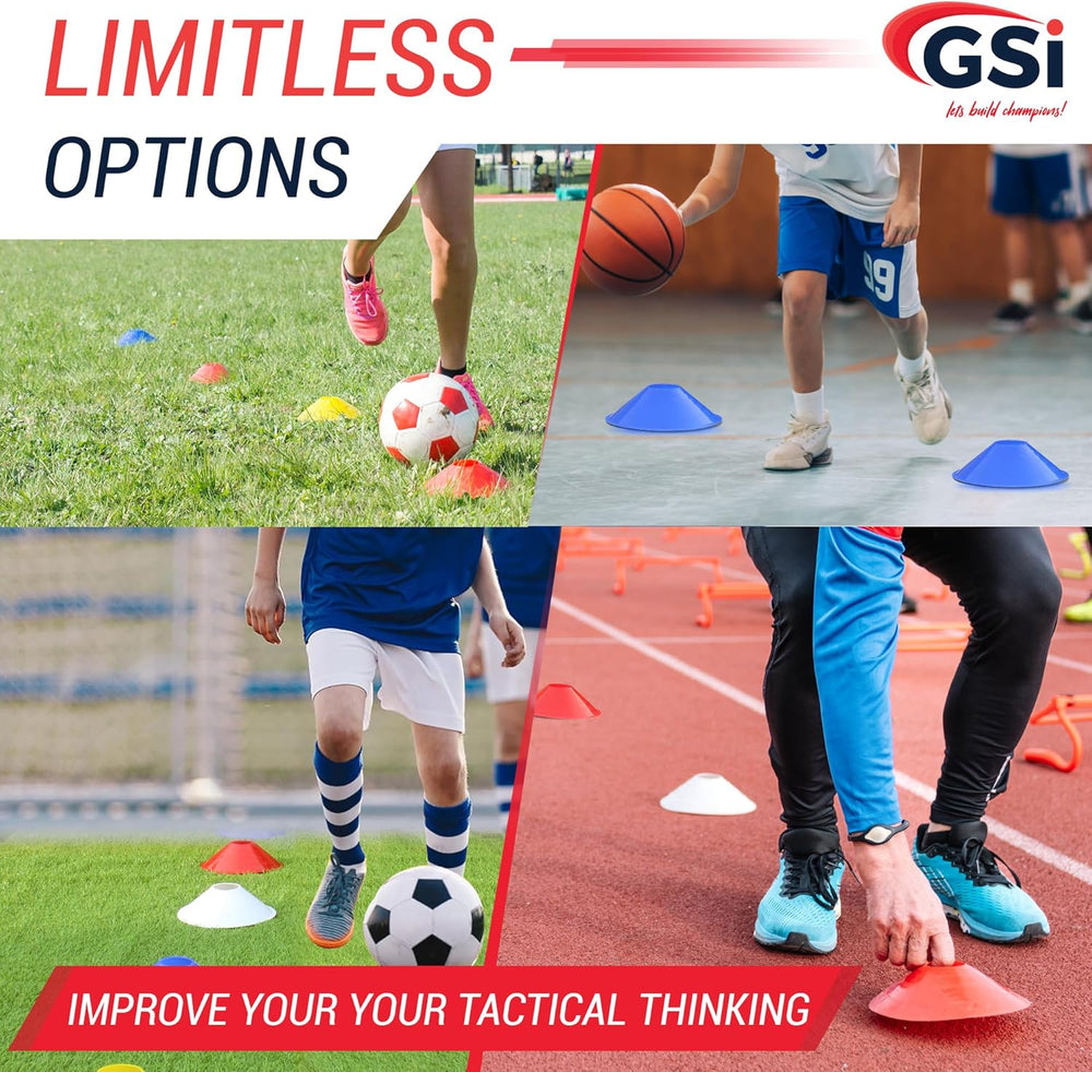 GSI prodisc 8 inch heavyweight soccer cones 40 pack with bag and strap