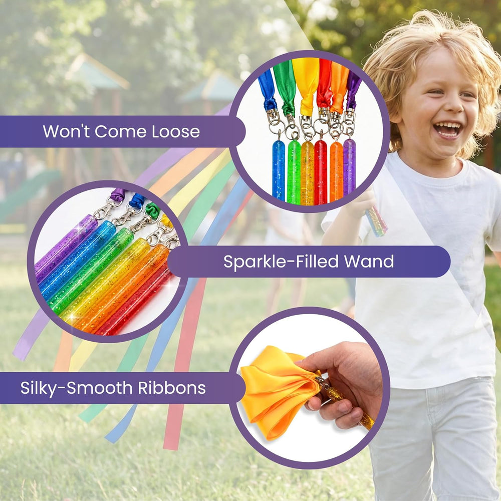 GSI Ribbon Wands for Kids | Sparkling Dance Ribbon Streamers | 6 & 12 Packs